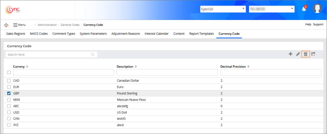 Currency Code - System defined elements can't be deleted